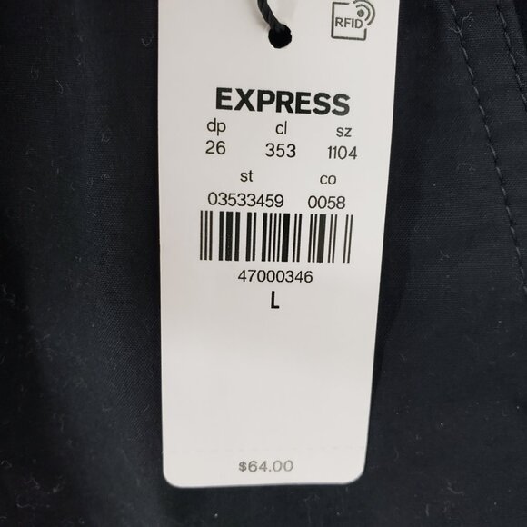 Express Pull on Cargo Shorts L Mens Elastic Drawstring Waist Cotton Black NEW - Picture 7 of 10